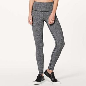 Lululemon Wunder Under High Rise Tight Leggings in Heathered Black, Size 4